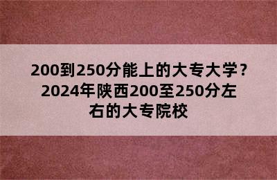 200到250分能上的大专大学？2024年陕西200至250分左右的大专院校