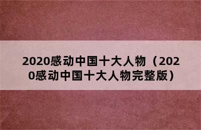 2020感动中国十大人物（2020感动中国十大人物完整版）