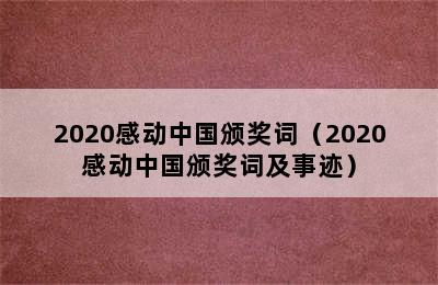 2020感动中国颁奖词（2020感动中国颁奖词及事迹）