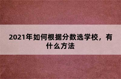 2021年如何根据分数选学校，有什么方法