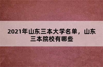 2021年山东三本大学名单，山东三本院校有哪些