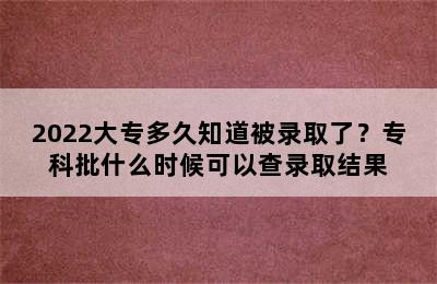 2022大专多久知道被录取了？专科批什么时候可以查录取结果