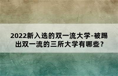 2022新入选的双一流大学-被踢出双一流的三所大学有哪些？