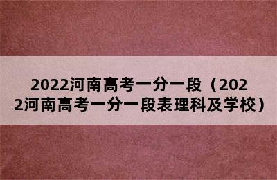 2022河南高考一分一段（2022河南高考一分一段表理科及学校）