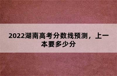 2022湖南高考分数线预测，上一本要多少分