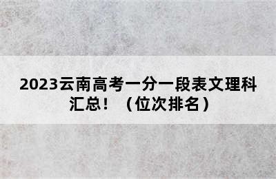 2023云南高考一分一段表文理科汇总！（位次排名）