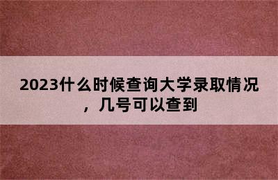 2023什么时候查询大学录取情况，几号可以查到