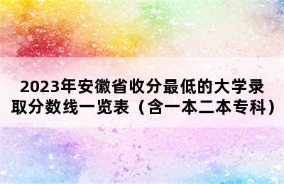 2023年安徽省收分最低的大学录取分数线一览表（含一本二本专科）