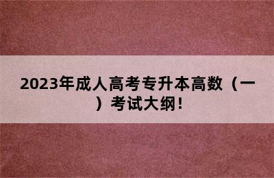 2023年成人高考专升本高数（一）考试大纲！