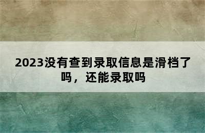 2023没有查到录取信息是滑档了吗，还能录取吗