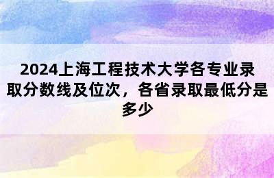 2024上海工程技术大学各专业录取分数线及位次，各省录取最低分是多少