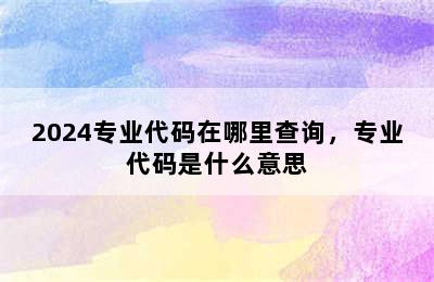 2024专业代码在哪里查询，专业代码是什么意思