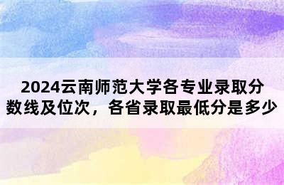 2024云南师范大学各专业录取分数线及位次，各省录取最低分是多少