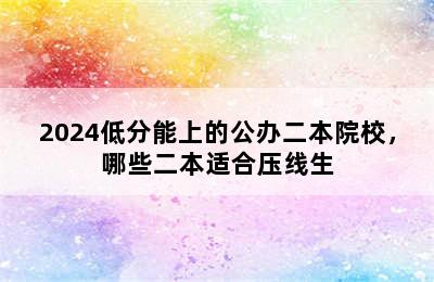 2024低分能上的公办二本院校，哪些二本适合压线生