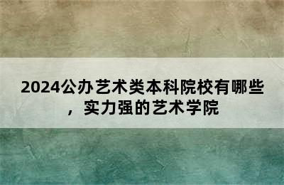 2024公办艺术类本科院校有哪些，实力强的艺术学院