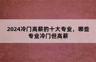 2024冷门高薪的十大专业，哪些专业冷门但高薪