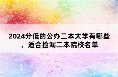 2024分低的公办二本大学有哪些，适合捡漏二本院校名单