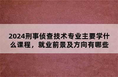 2024刑事侦查技术专业主要学什么课程，就业前景及方向有哪些