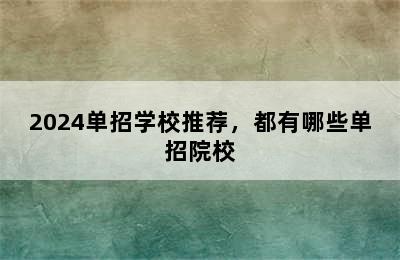 2024单招学校推荐，都有哪些单招院校