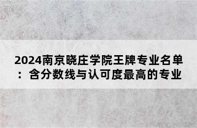 2024南京晓庄学院王牌专业名单：含分数线与认可度最高的专业