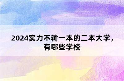 2024实力不输一本的二本大学，有哪些学校