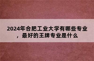 2024年合肥工业大学有哪些专业，最好的王牌专业是什么