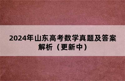 2024年山东高考数学真题及答案解析（更新中）