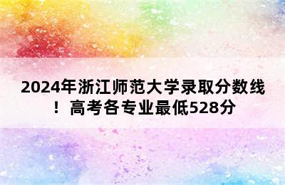 2024年浙江师范大学录取分数线！高考各专业最低528分