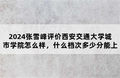 2024张雪峰评价西安交通大学城市学院怎么样，什么档次多少分能上