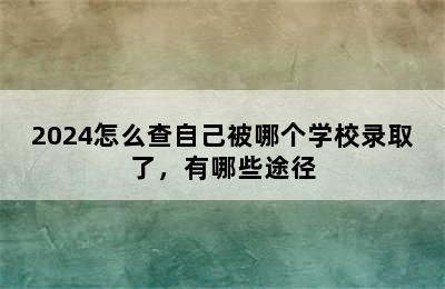 2024怎么查自己被哪个学校录取了，有哪些途径