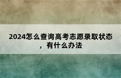 2024怎么查询高考志愿录取状态，有什么办法