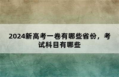 2024新高考一卷有哪些省份，考试科目有哪些