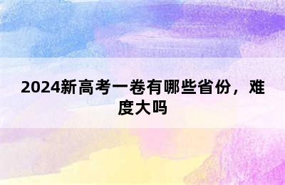 2024新高考一卷有哪些省份，难度大吗