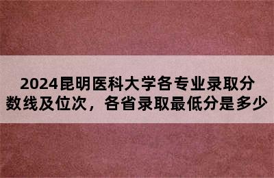 2024昆明医科大学各专业录取分数线及位次，各省录取最低分是多少