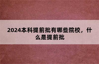 2024本科提前批有哪些院校，什么是提前批