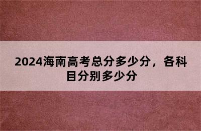 2024海南高考总分多少分，各科目分别多少分