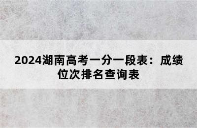 2024湖南高考一分一段表：成绩位次排名查询表