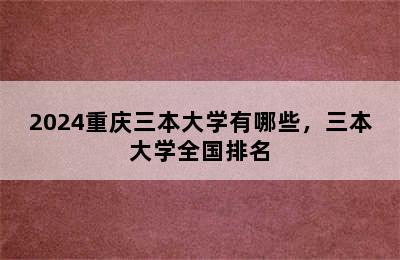 2024重庆三本大学有哪些，三本大学全国排名