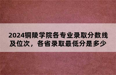 2024铜陵学院各专业录取分数线及位次，各省录取最低分是多少