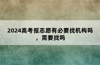 2024高考报志愿有必要找机构吗，需要找吗