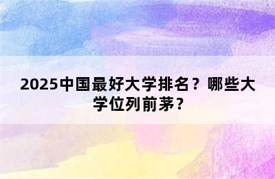 2025中国最好大学排名？哪些大学位列前茅？