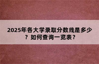 2025年各大学录取分数线是多少？如何查询一览表？