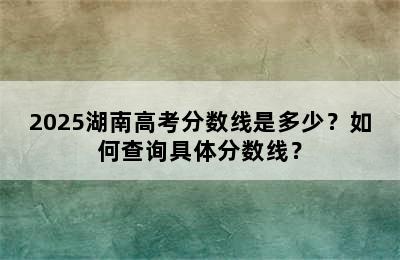 2025湖南高考分数线是多少？如何查询具体分数线？