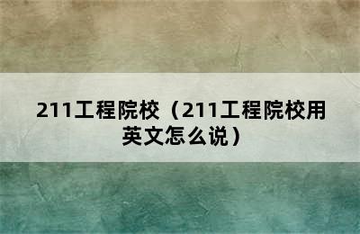 211工程院校（211工程院校用英文怎么说）