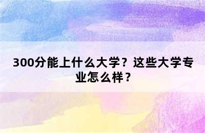 300分能上什么大学？这些大学专业怎么样？