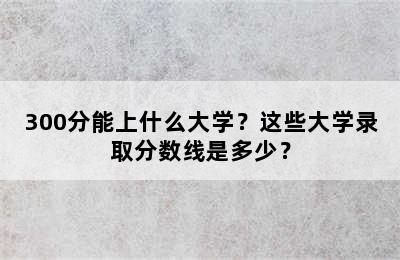 300分能上什么大学？这些大学录取分数线是多少？