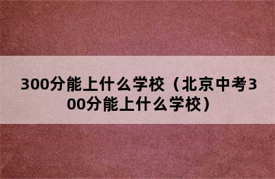 300分能上什么学校（北京中考300分能上什么学校）