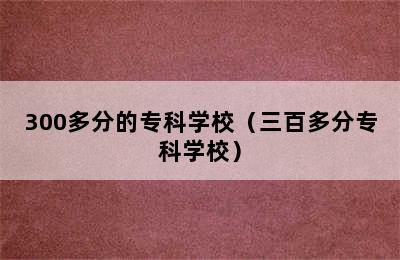 300多分的专科学校（三百多分专科学校）