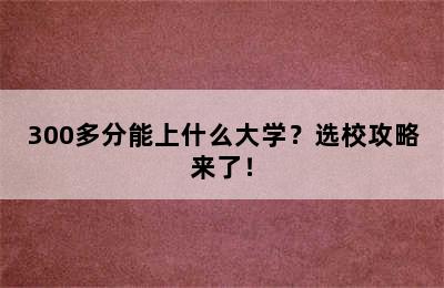 300多分能上什么大学？选校攻略来了！