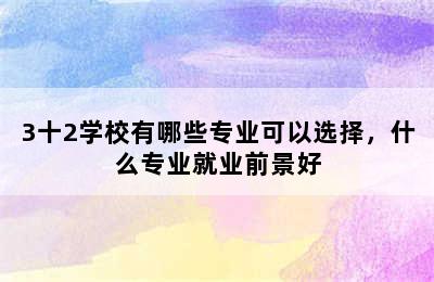 3十2学校有哪些专业可以选择，什么专业就业前景好